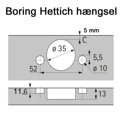 HNGSEL 165 gr. til Hettich-boring