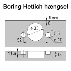 HNGSEL 95 gr. til Hettich-boring I pose med 2 STK.
