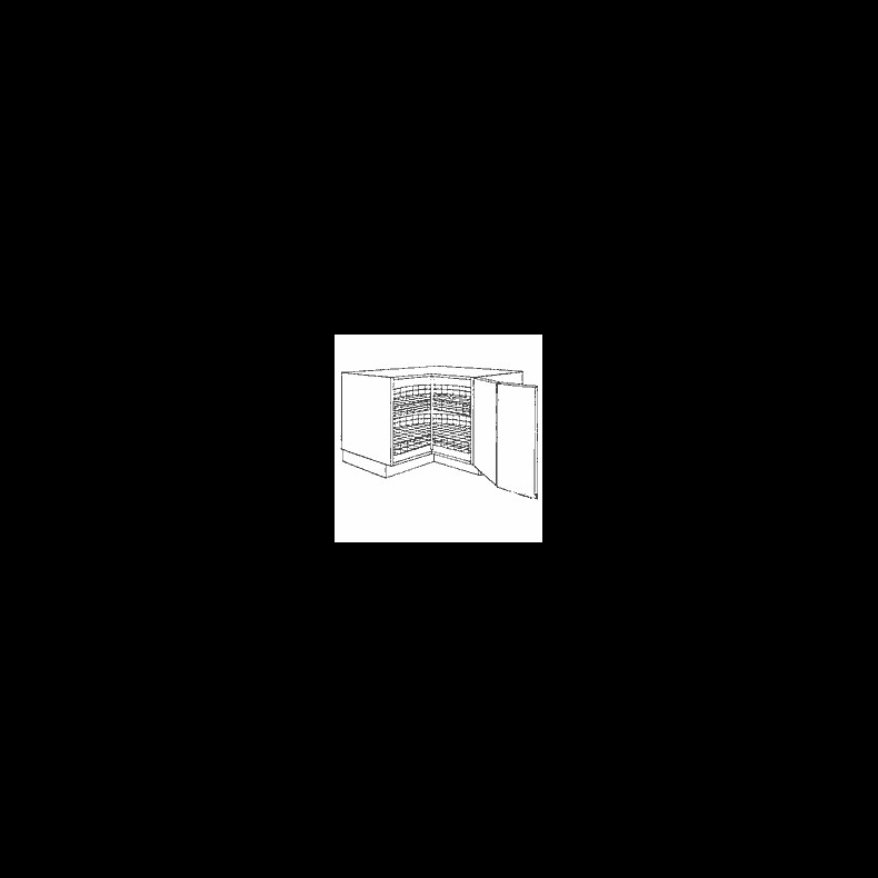 Hjrneskab 90 x 90 cm/ 2 karruseller H: 70,4 cm x D: 58,1 cm 